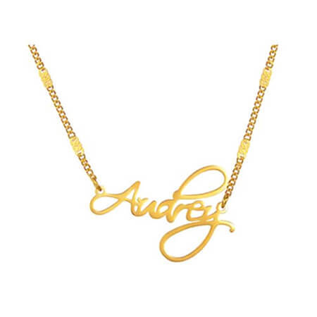 18k gold plated stainless steel personalised handwritten signature jewellery wholessale custom made signature handwriting name necklaces bulk